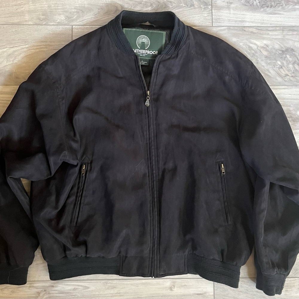 Men’s Waterproof bomber style jacket in a faux black suede material size XL